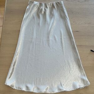 Love, Fire Shimmering Champange Slip Midi Skirt
